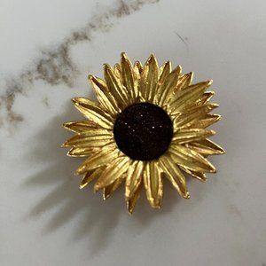 Handpainted, metallic Sunflower pin